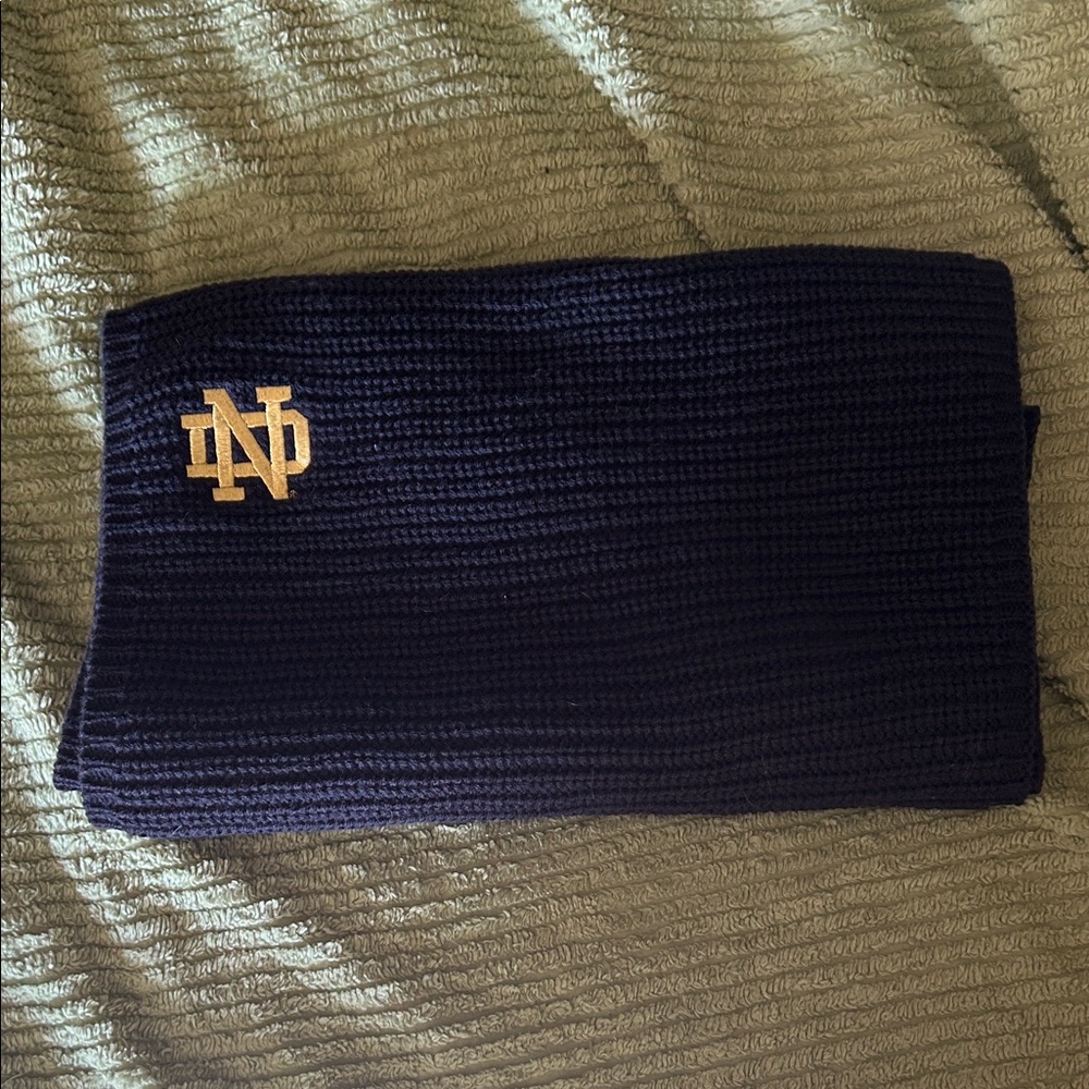 Notre Dame Navy Blue Knit Scarf with Gold Logo